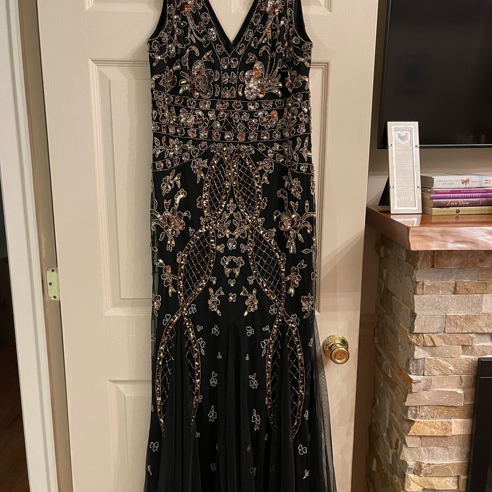 Elegant Black Embellished Evening Gown